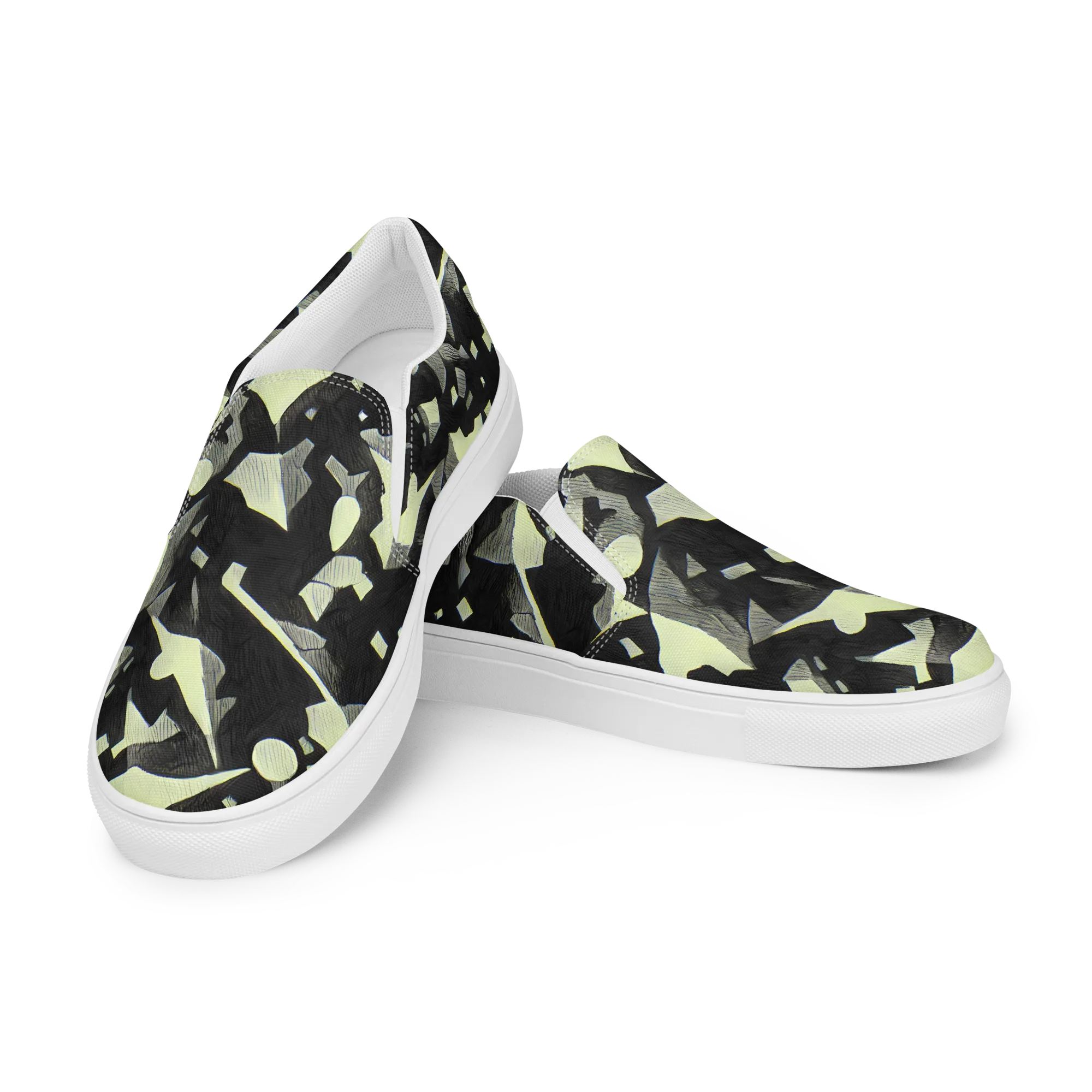 Obsidian Circuit on Men's Slip-On Canvas Shoes — Left Front
