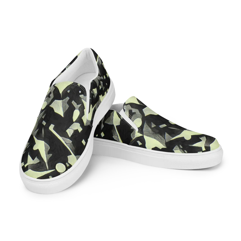 Obsidian Circuit on Men's Slip-On Canvas Shoes — Left Front