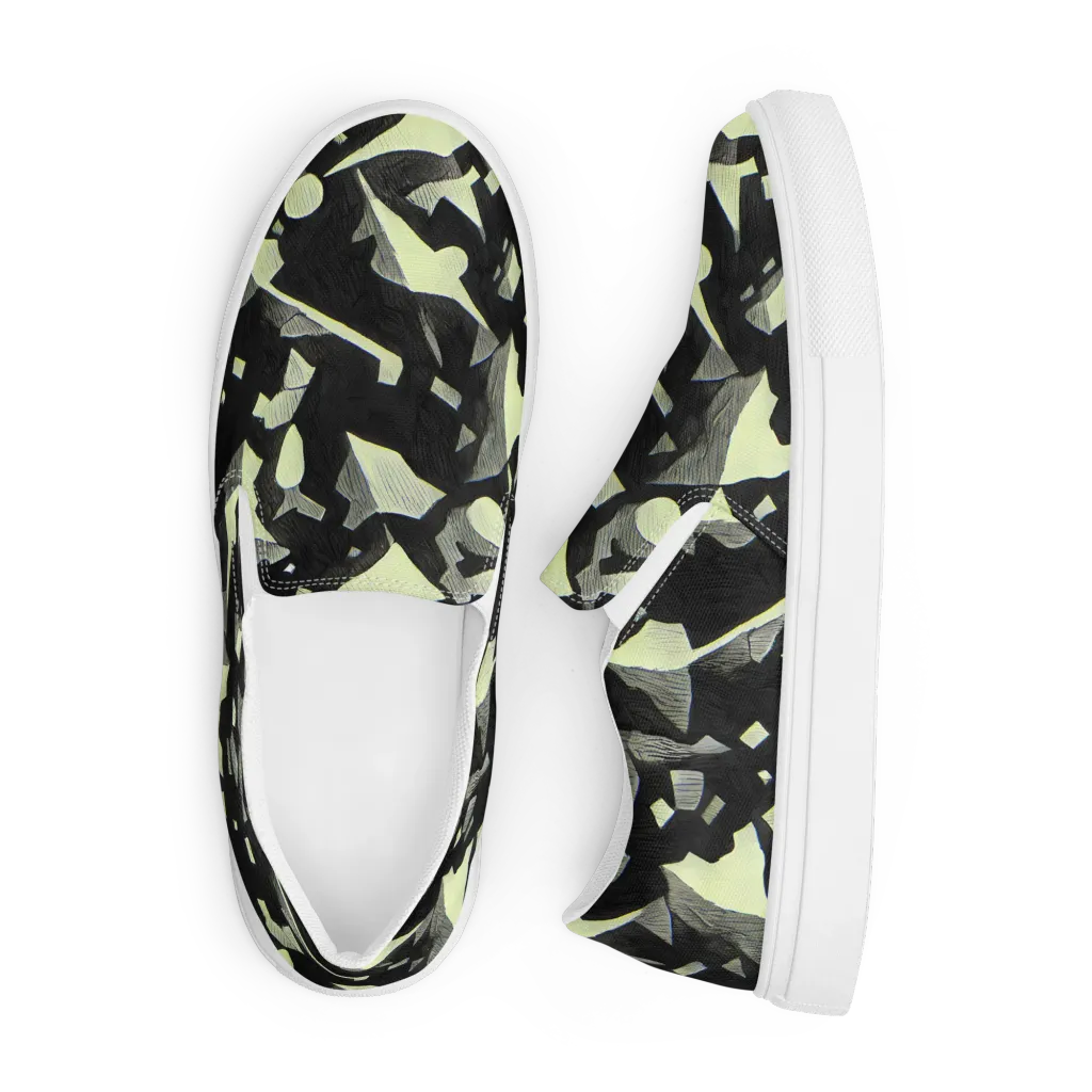 Obsidian Circuit on Men's Slip-On Canvas Shoes — Front