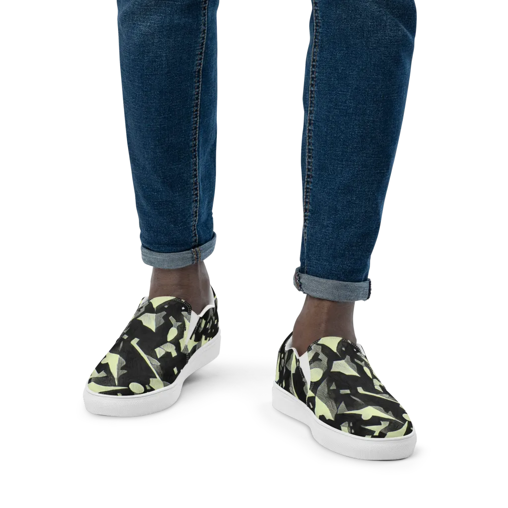 Obsidian Circuit on Men's Slip-On Canvas Shoes — Front