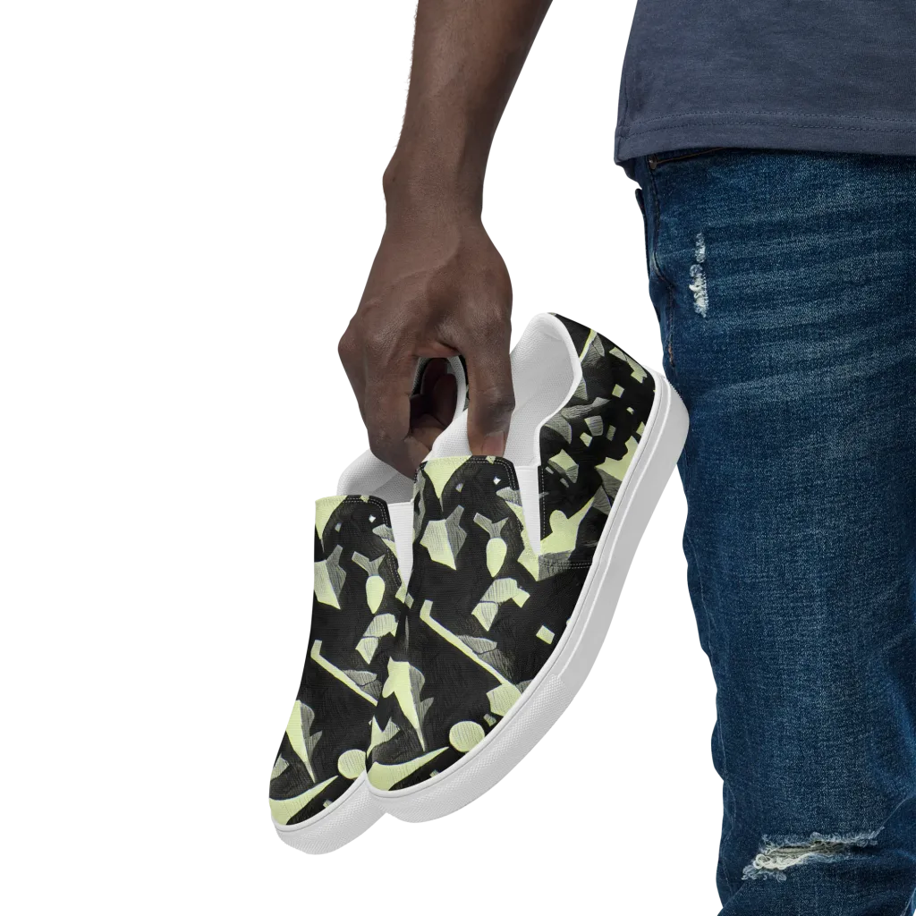 Obsidian Circuit on Men's Slip-On Canvas Shoes — Left Front