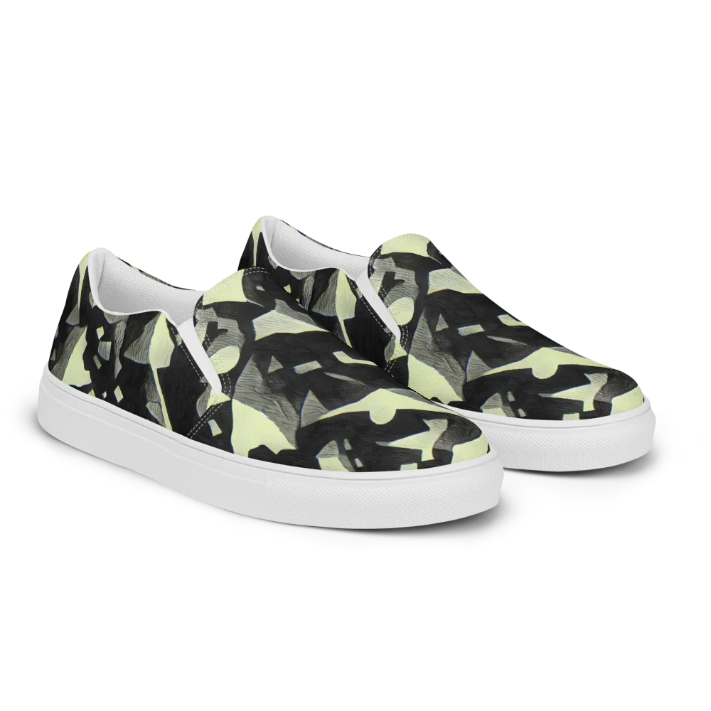 Obsidian Circuit on Women's Slip-On Canvas Shoes — Right Front