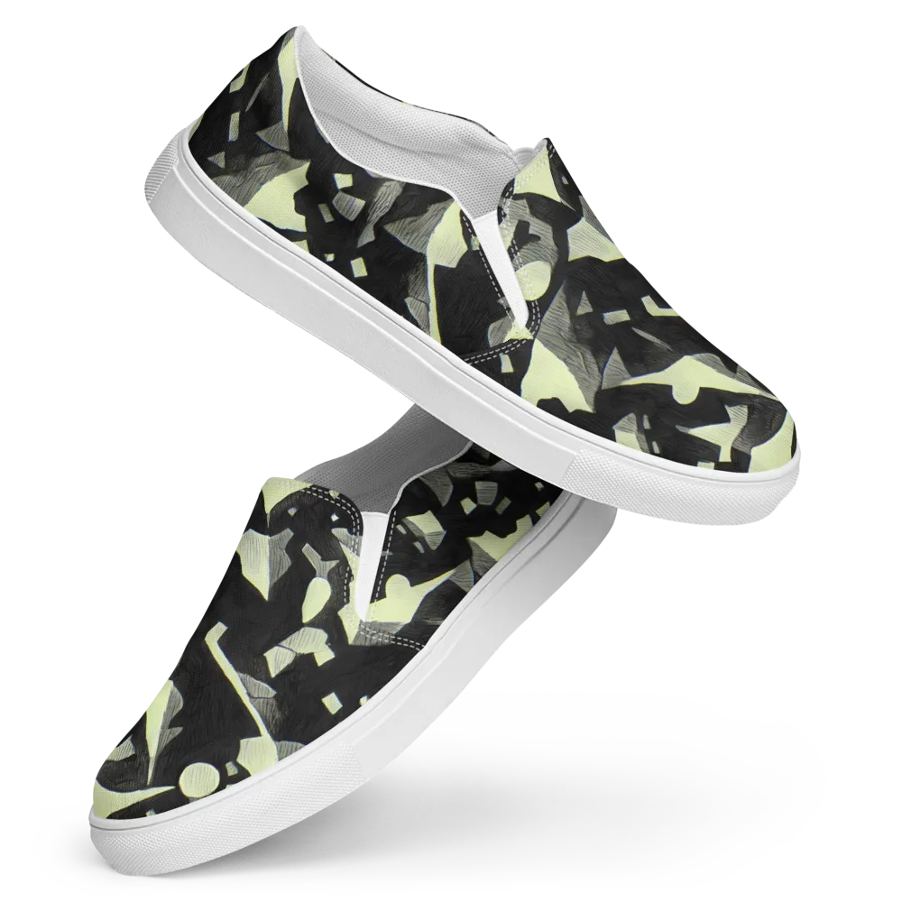 Obsidian Circuit on Women's Slip-On Canvas Shoes — Front