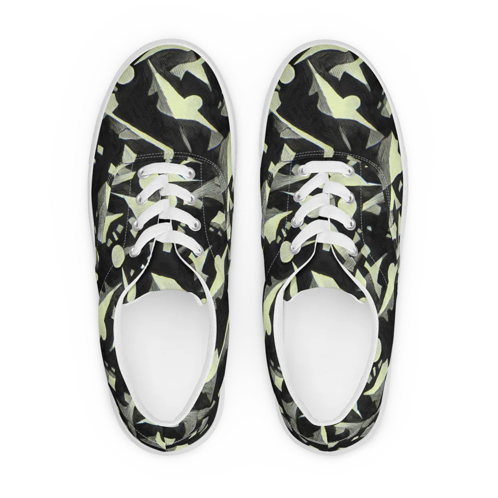 Obsidian Circuit on Men's Lace-Up Canvas Shoes — Front