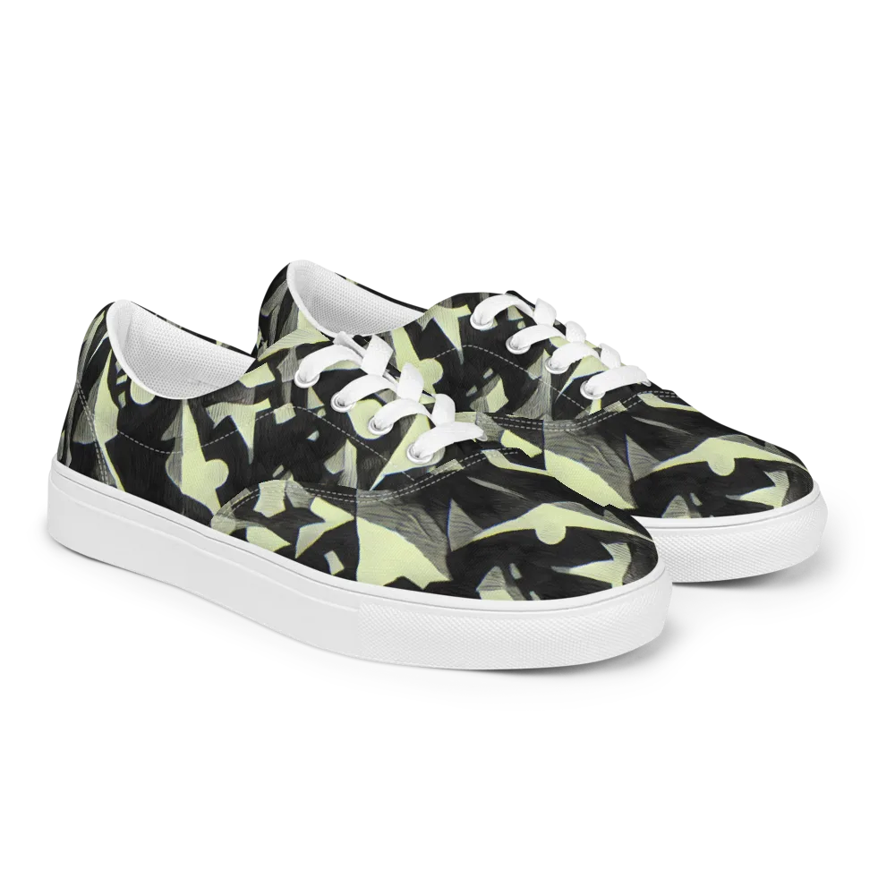 Obsidian Circuit on Men's Lace-Up Canvas Shoes — Right Front