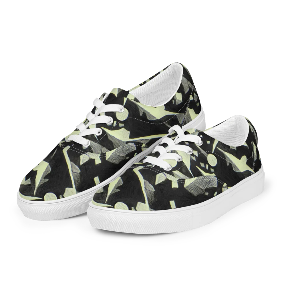 Obsidian Circuit on Men's Lace-Up Canvas Shoes — Left Front