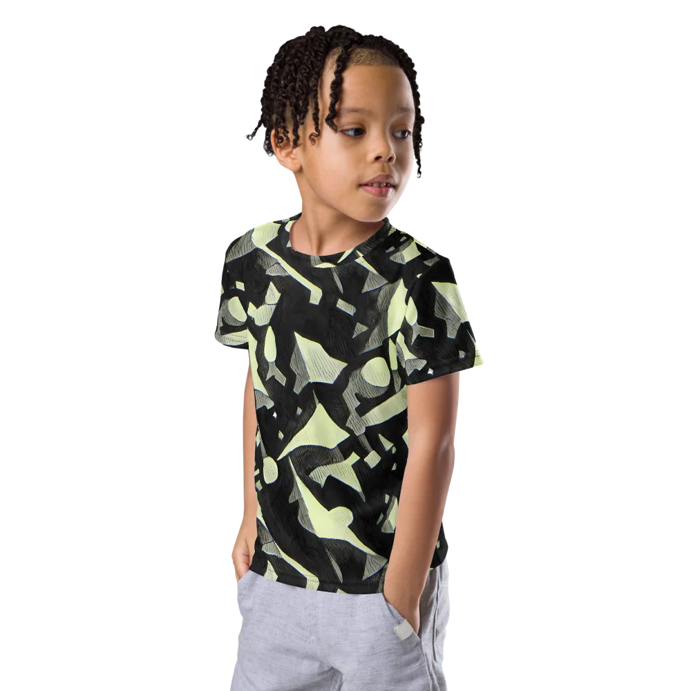Obsidian Circuit on Kids Crew Neck T-Shirt — Left Front