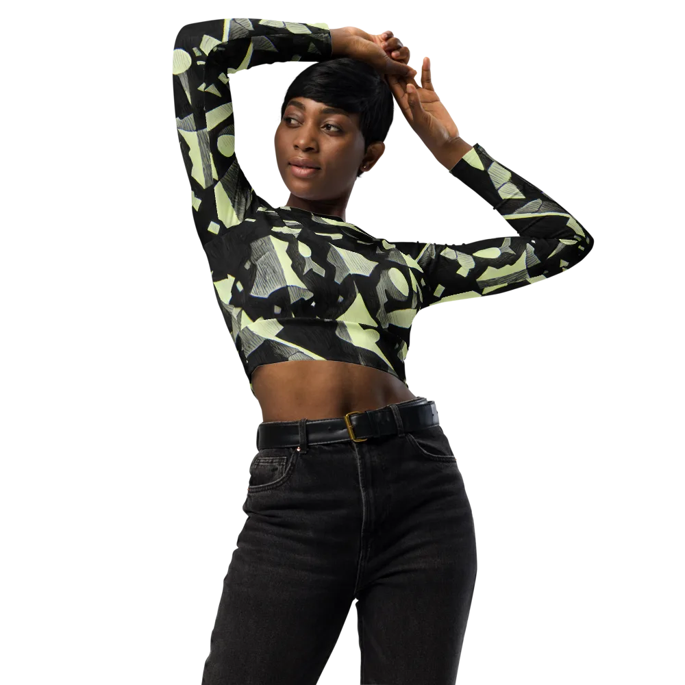Obsidian Circuit on Long Sleeve Crop Top — Front