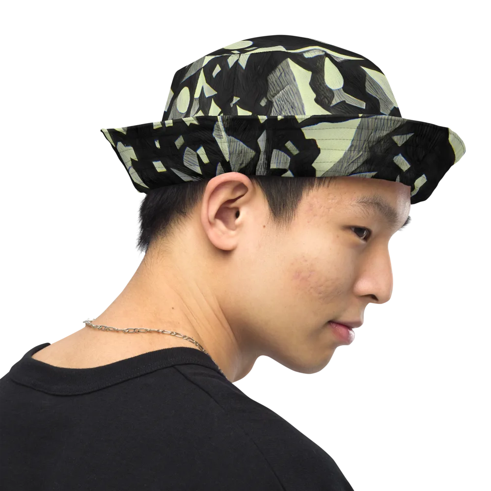 Obsidian Circuit on Reversible Bucket Hat — Right Outside