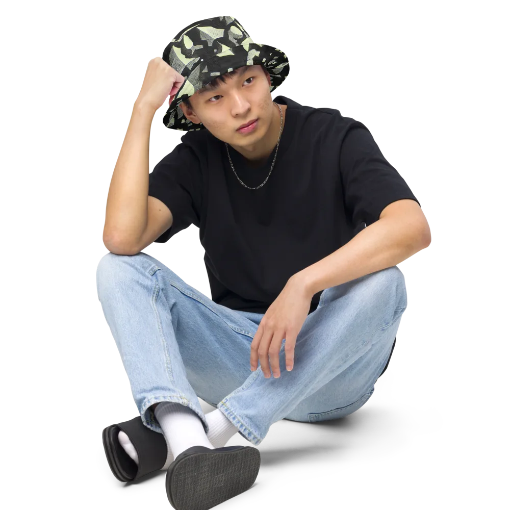 Obsidian Circuit on Reversible Bucket Hat — Front 2 Inside