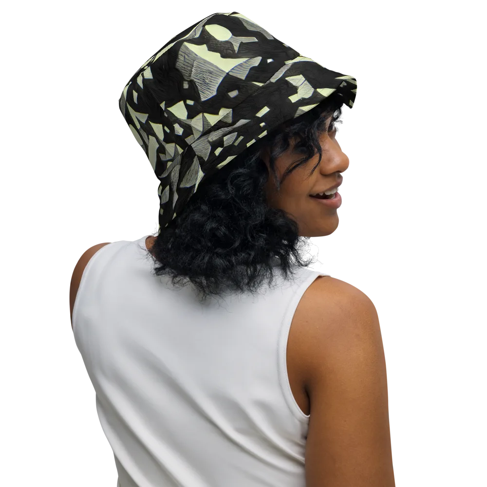Obsidian Circuit on Reversible Bucket Hat — Right Outside
