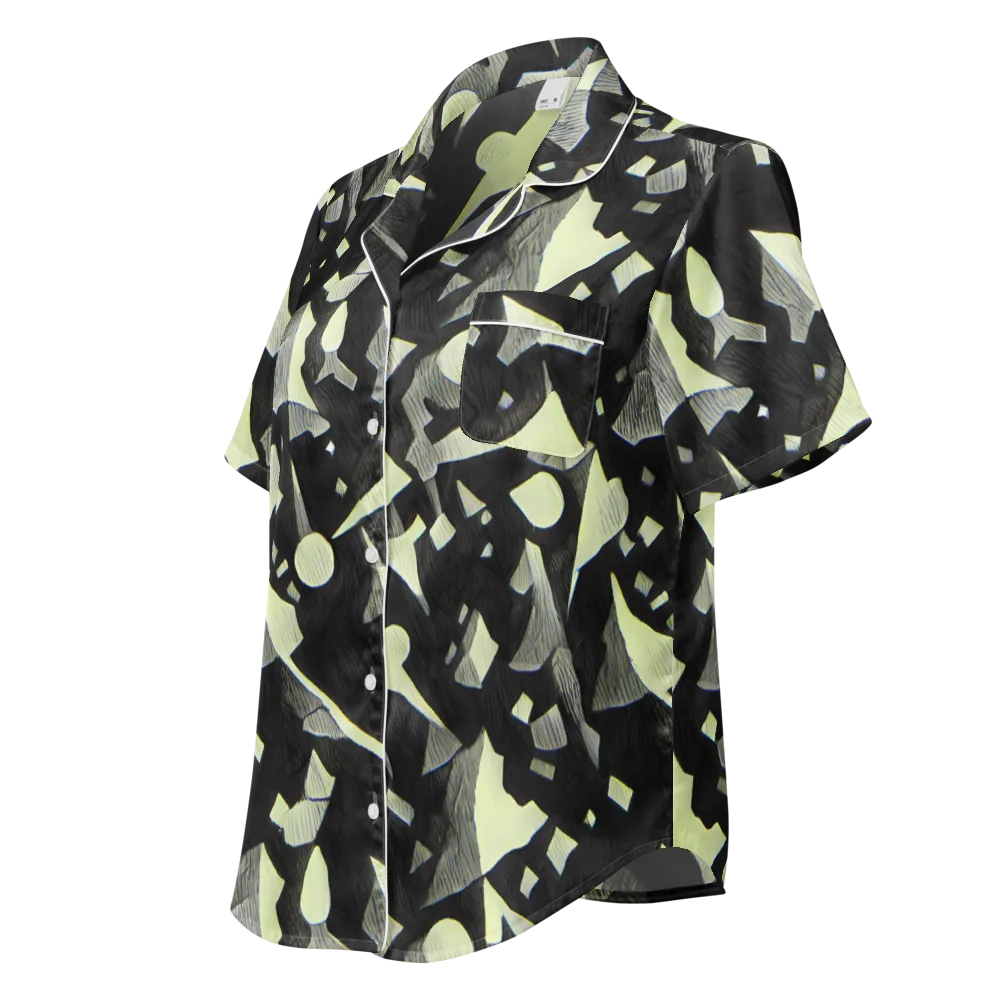 Obsidian Circuit on Women's Short Sleeve Pajama Top — Left Front