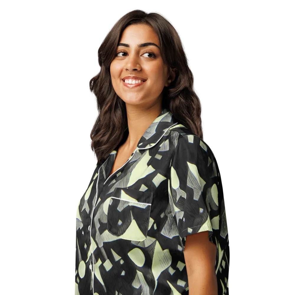 Obsidian Circuit on Women's Short Sleeve Pajama Top — Left Front