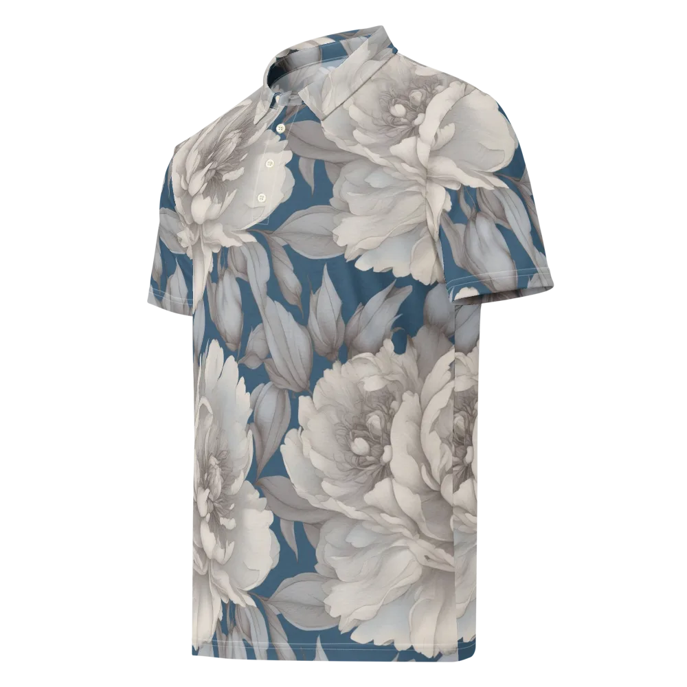 Silver Petal Tide on Men's Slim Fit Polo Shirt — Left Front