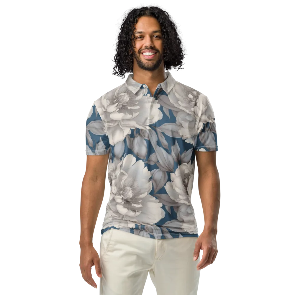 Silver Petal Tide on Men's Slim Fit Polo Shirt — Front