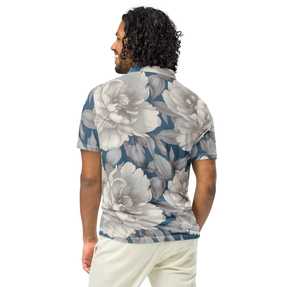Silver Petal Tide on Men's Slim Fit Polo Shirt — Back