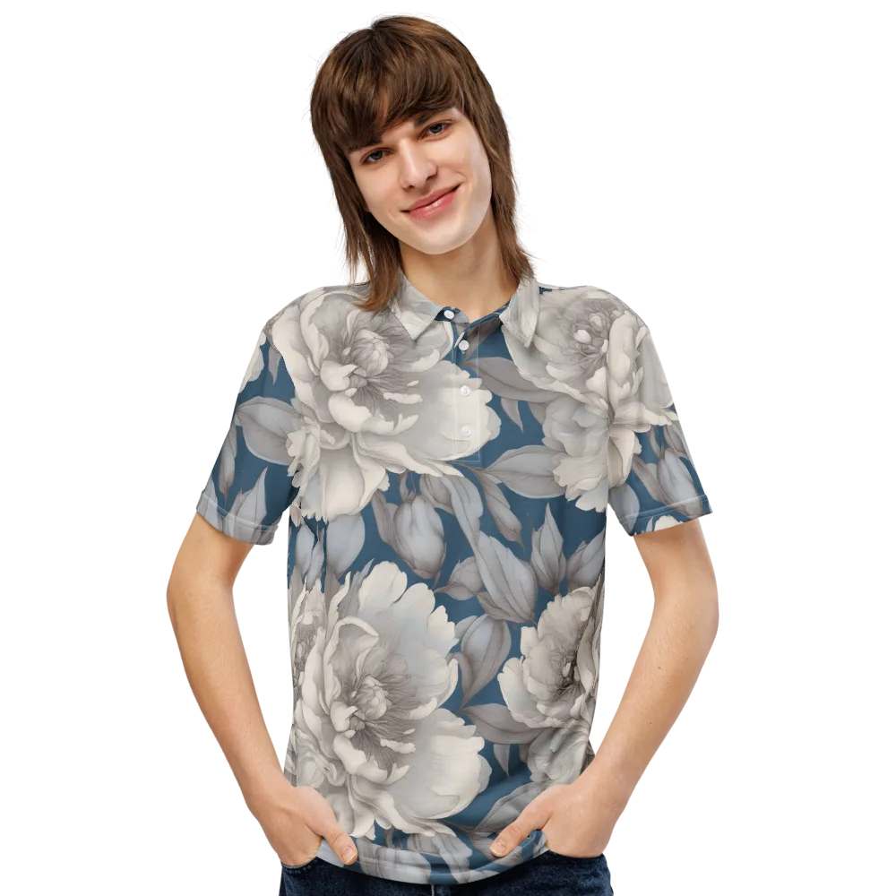 Silver Petal Tide on Men's Slim Fit Polo Shirt — Front