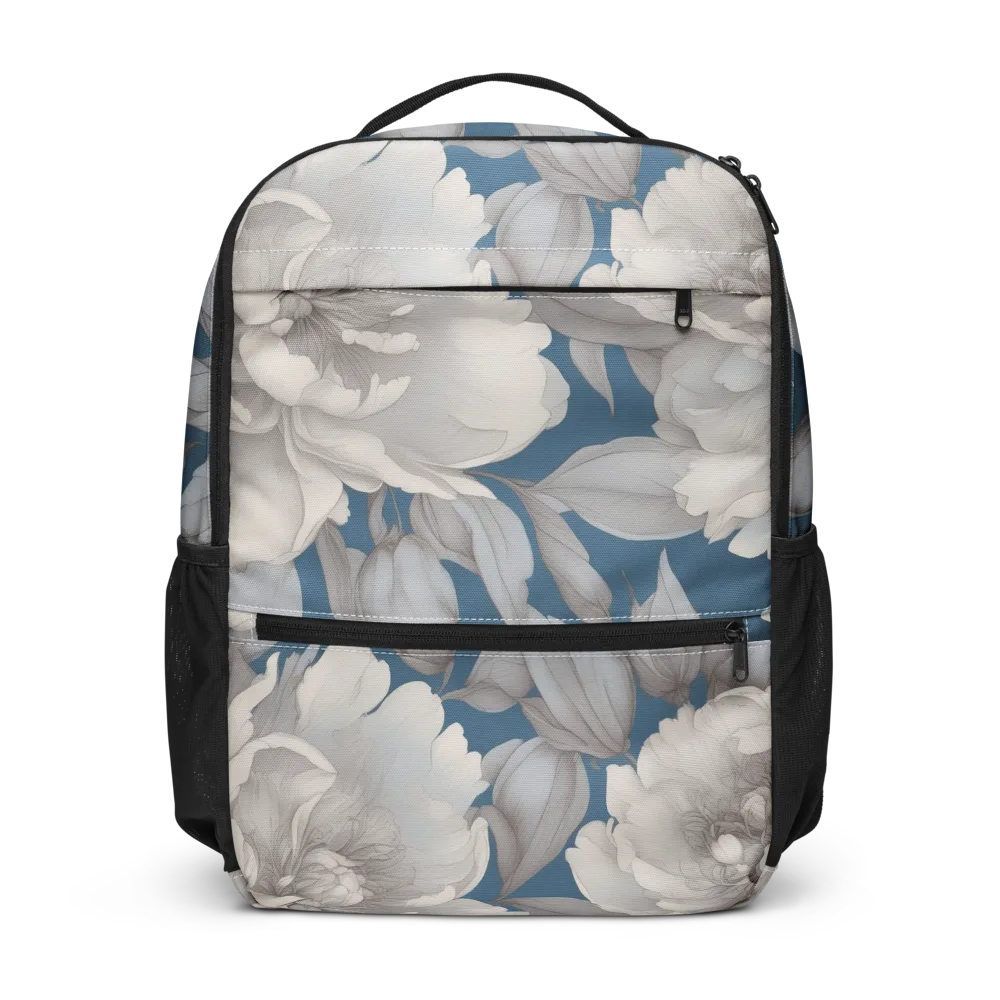 Silver Petal Tide on Utility Backpack — Front