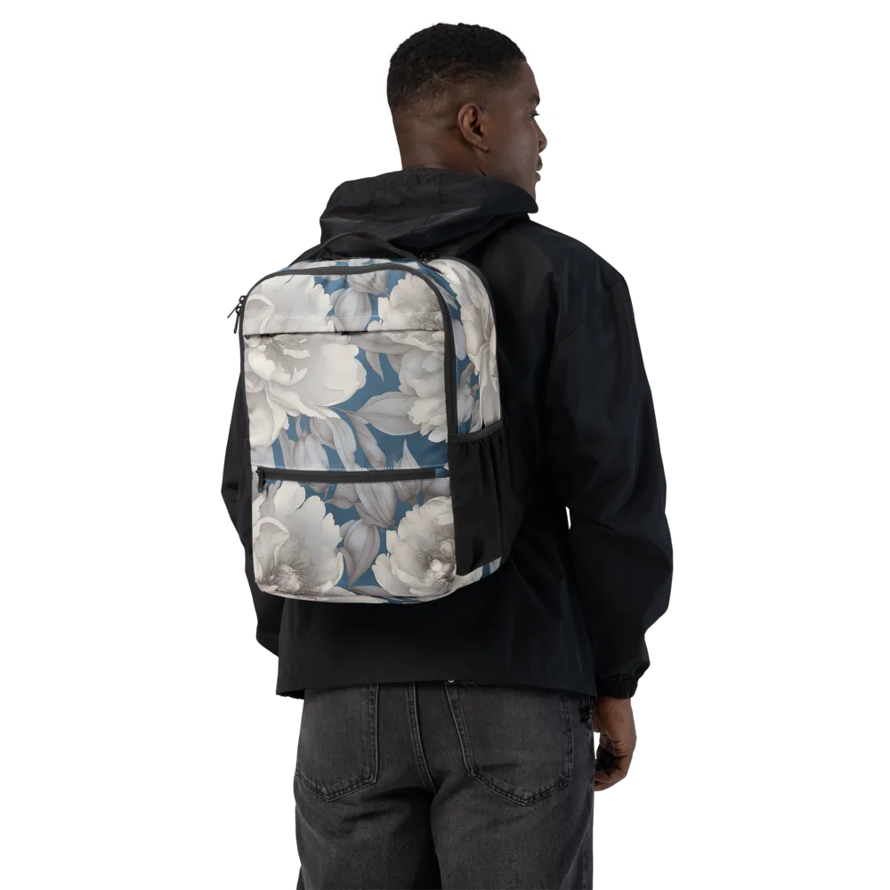 Silver Petal Tide on Utility Backpack — Back