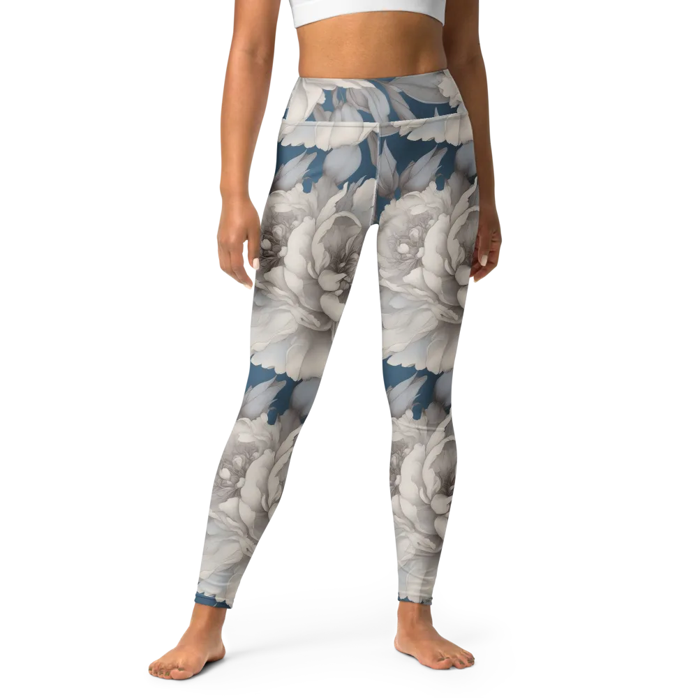 Silver Petal Tide on Yoga Leggings — Front