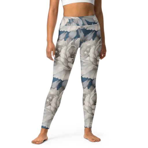 Silver Petal Tide on a Yoga Leggings