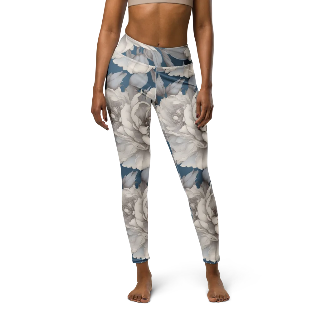 Silver Petal Tide on Yoga Leggings — Front