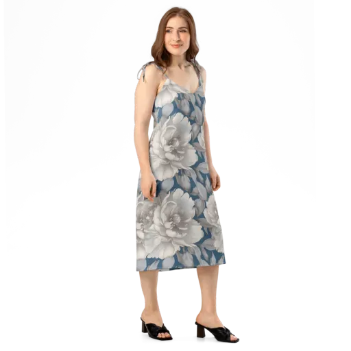 Silver Petal Tide on a Slip Dress