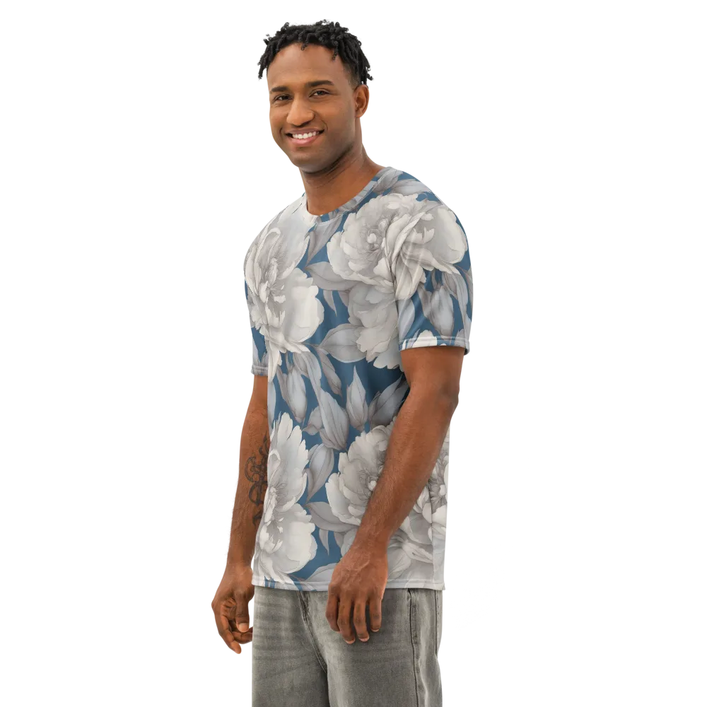 Silver Petal Tide on Men's Cotton Crew Neck T-Shirt — Left Front