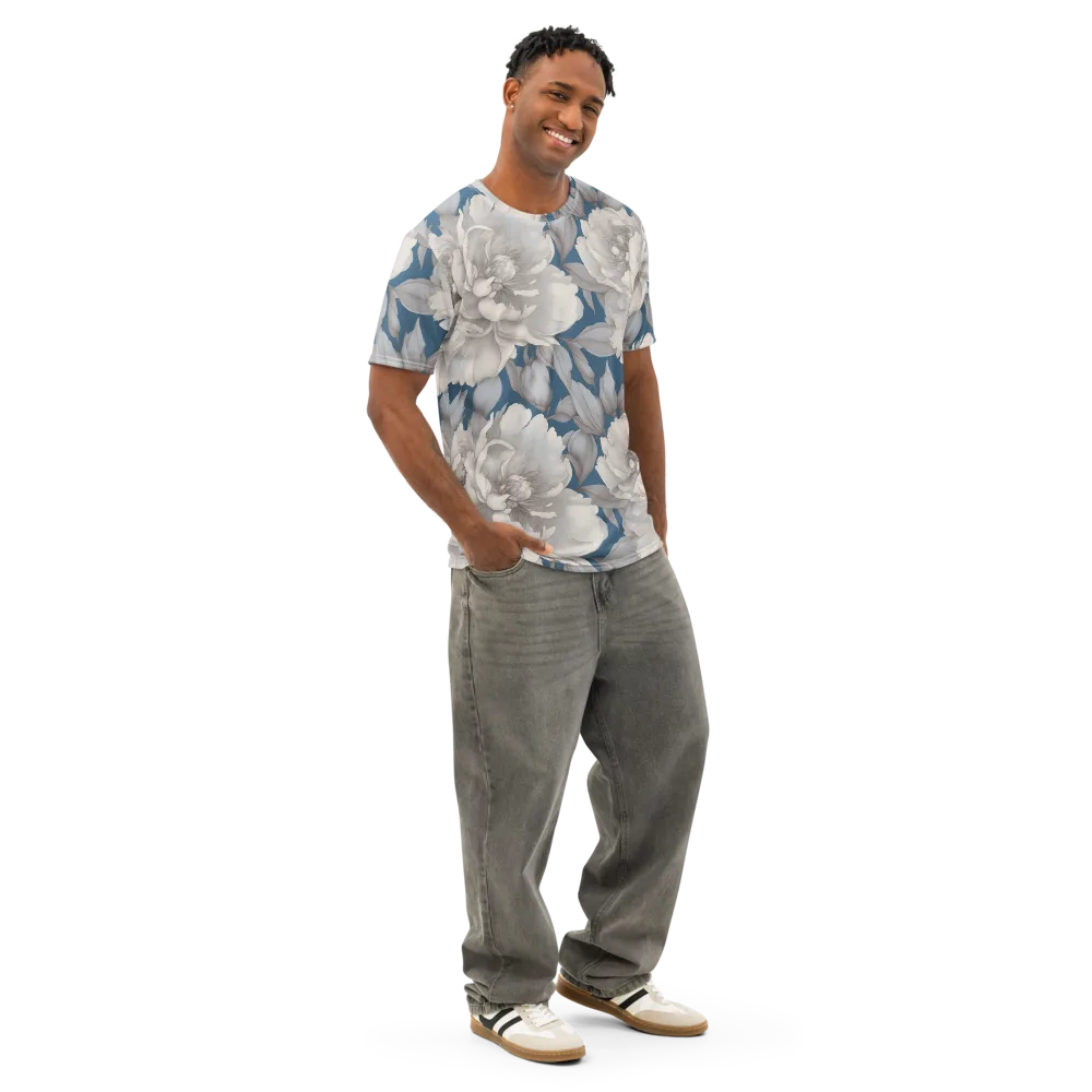 Silver Petal Tide on Men's Cotton Crew Neck T-Shirt — Right Front