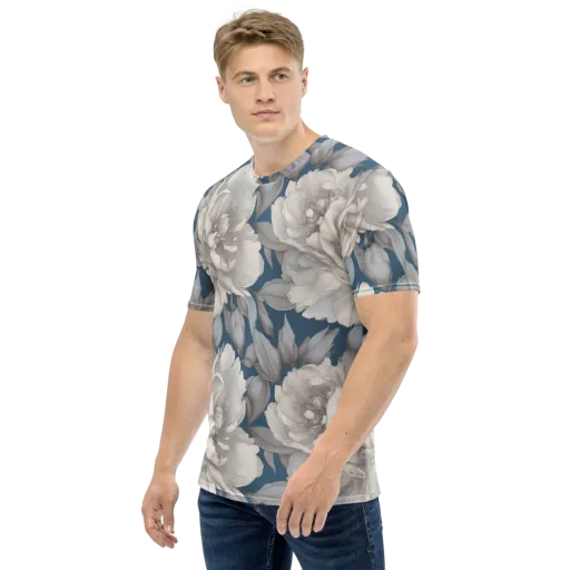 Silver Petal Tide on a Men's Crew Neck T-Shirt