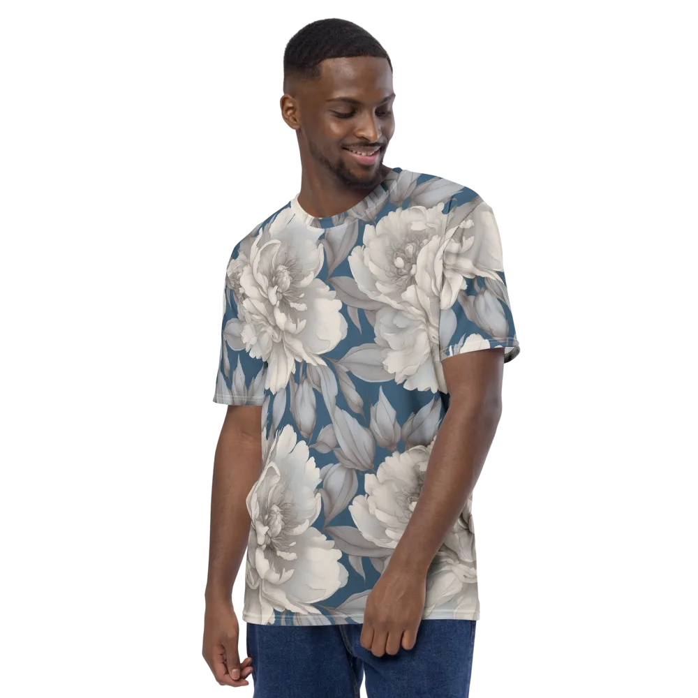 Silver Petal Tide on Men's Crew Neck T-Shirt — Left