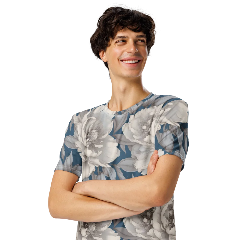 Silver Petal Tide on Men's Crew Neck T-Shirt — Left Front