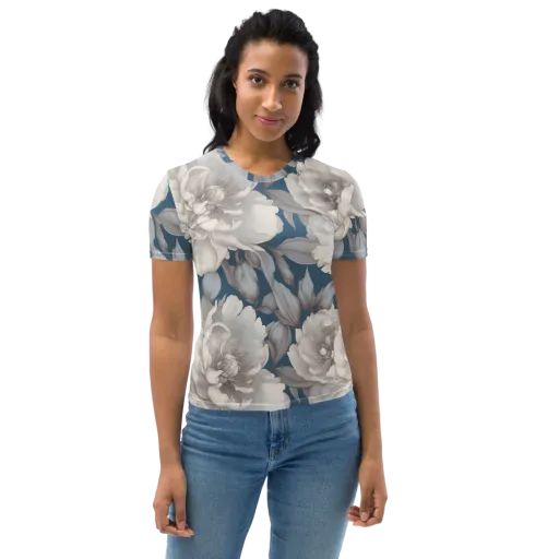 Silver Petal Tide on a Women's Crew Neck T-Shirt