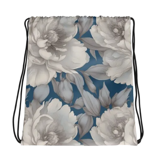 Silver Petal Tide on a Drawstring Bag