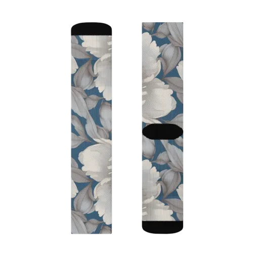 Silver Petal Tide on a Socks