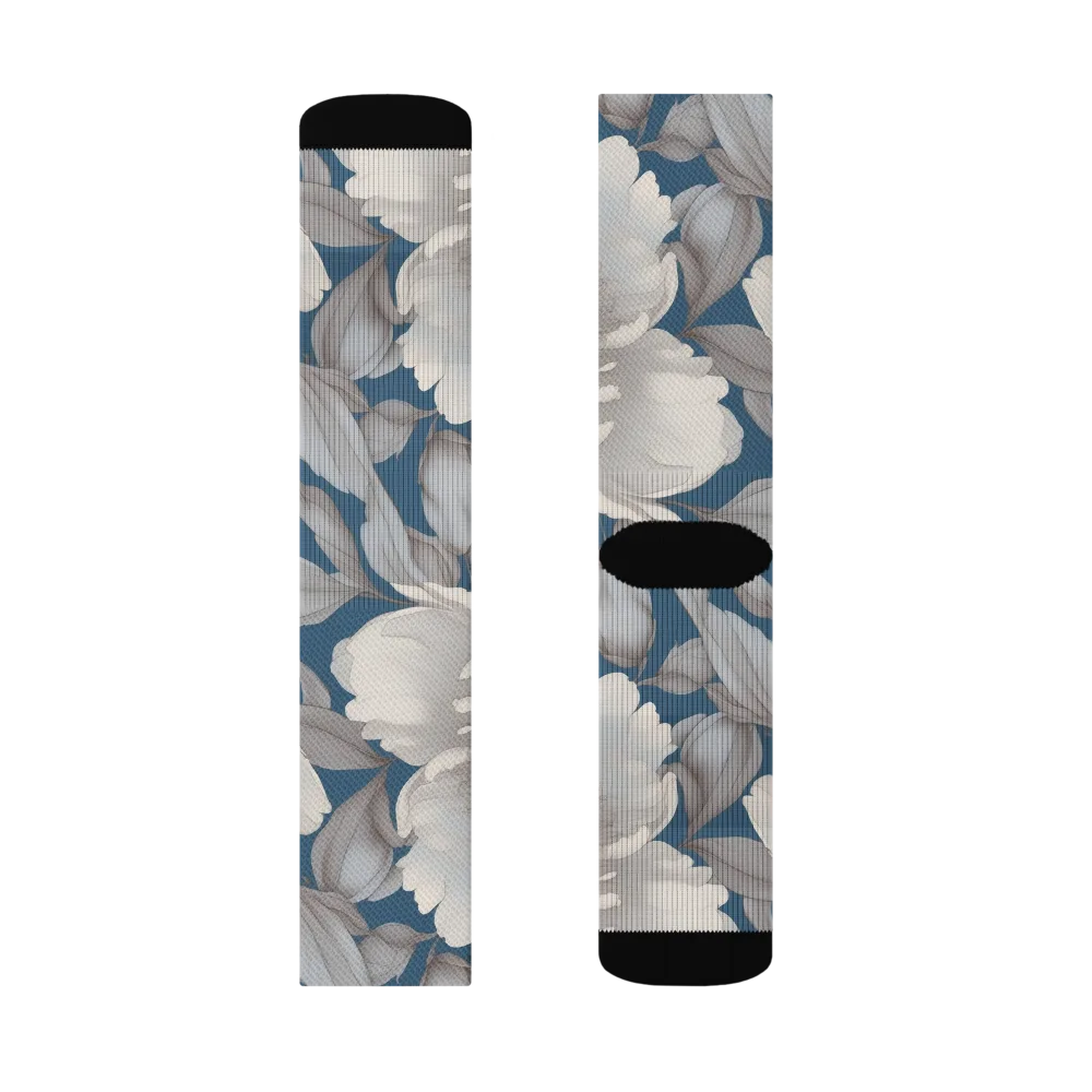Silver Petal Tide on Socks — Right Sock