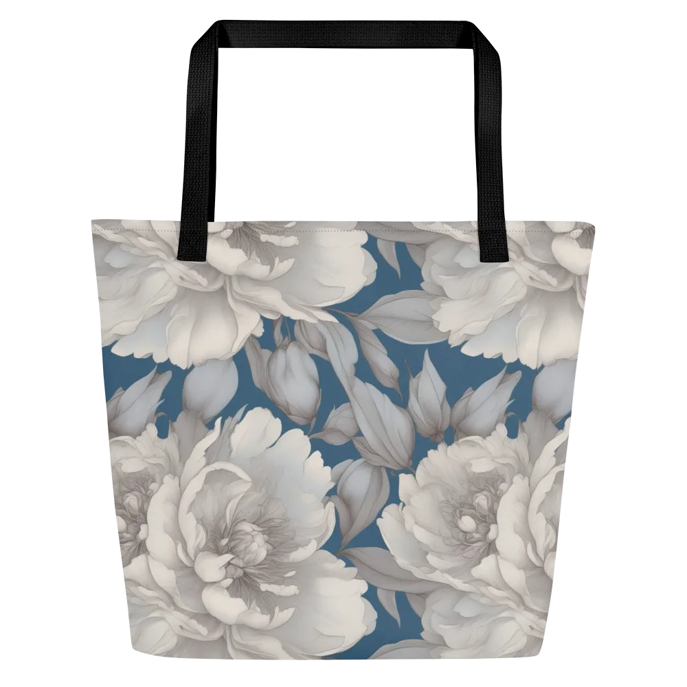 Silver Petal Tide on Large Tote Bag W/ Pocket — Front