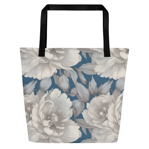 Silver Petal Tide on a Large Tote Bag W/ Pocket