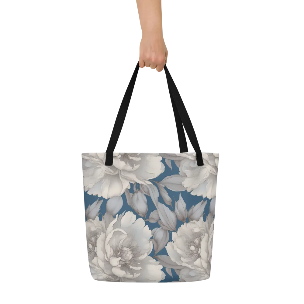 Silver Petal Tide on Large Tote Bag W/ Pocket — Front