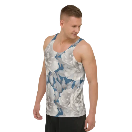 Silver Petal Tide on a Men's Tank Top
