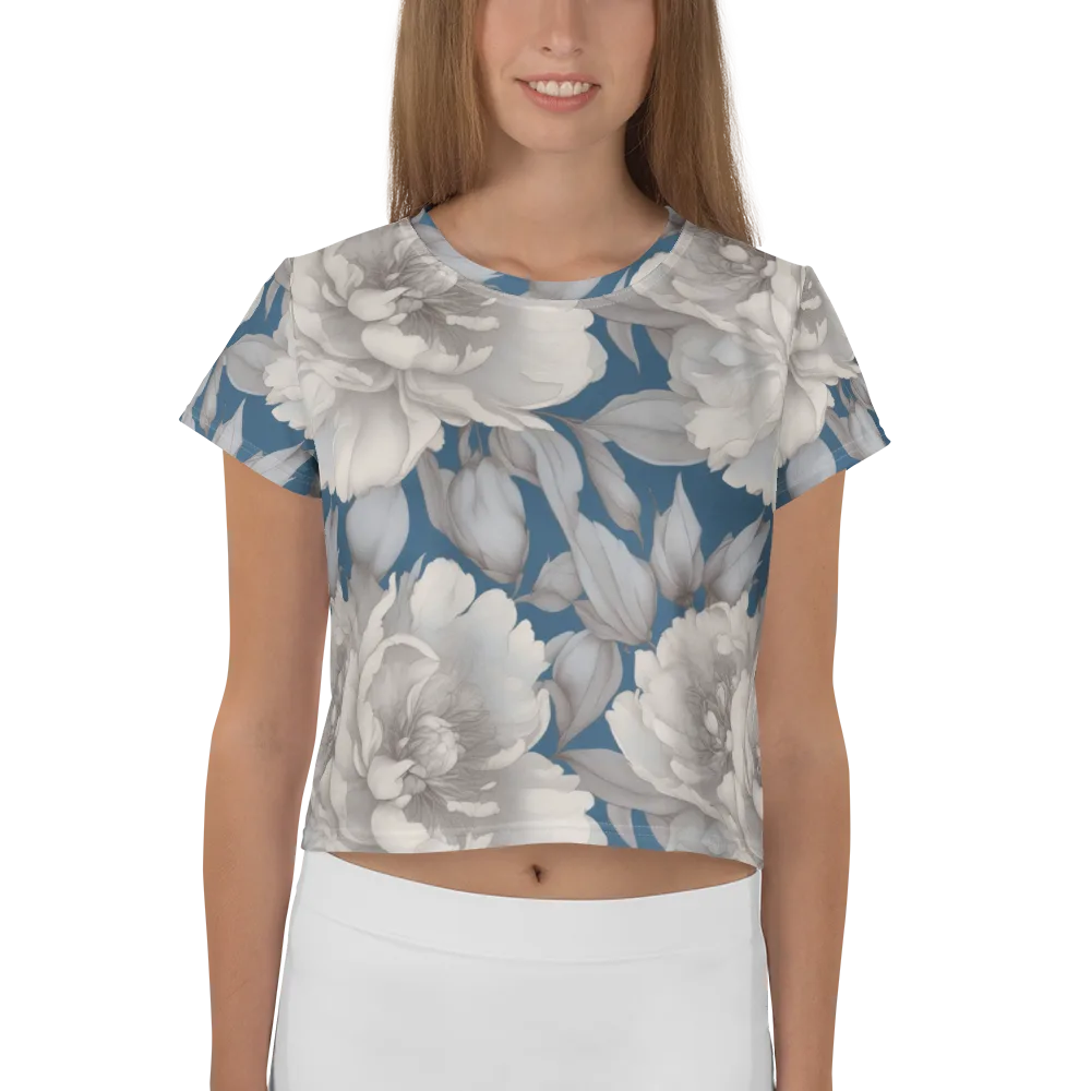 Silver Petal Tide on Crop Tee — Front