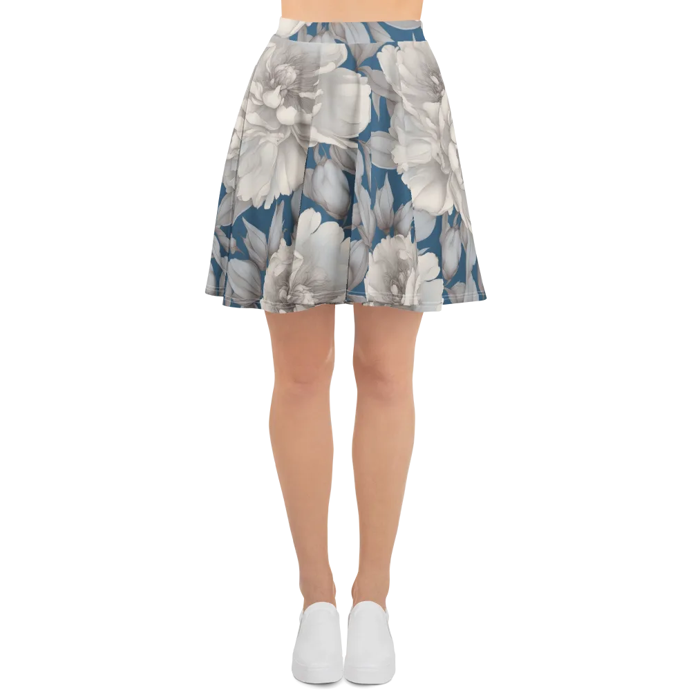 Silver Petal Tide on Skater Skirt — Front