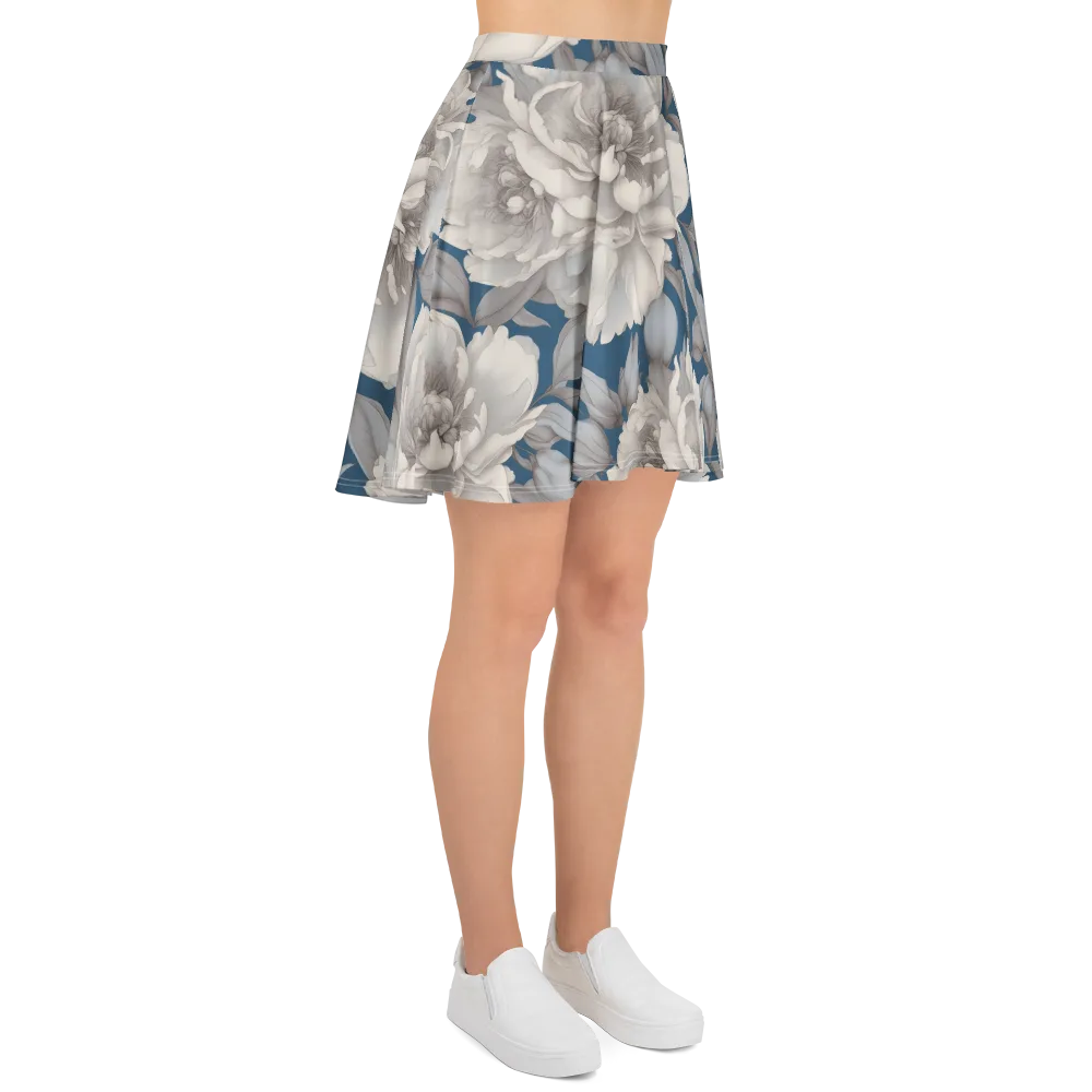 Silver Petal Tide on Skater Skirt — Right