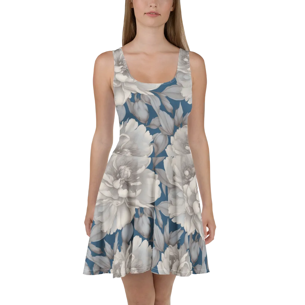 Silver Petal Tide on Skater Dress — Front