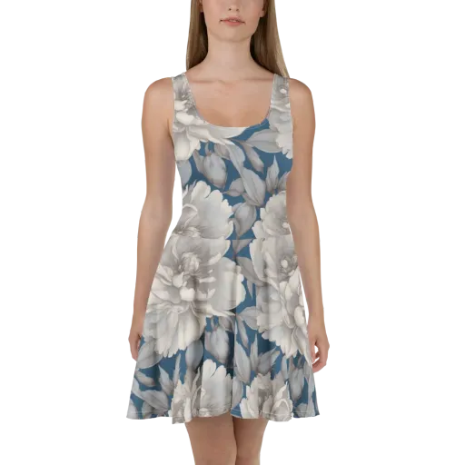 Silver Petal Tide on a Skater Dress