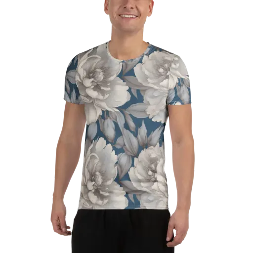 Silver Petal Tide on a Men's Athletic T-Shirt