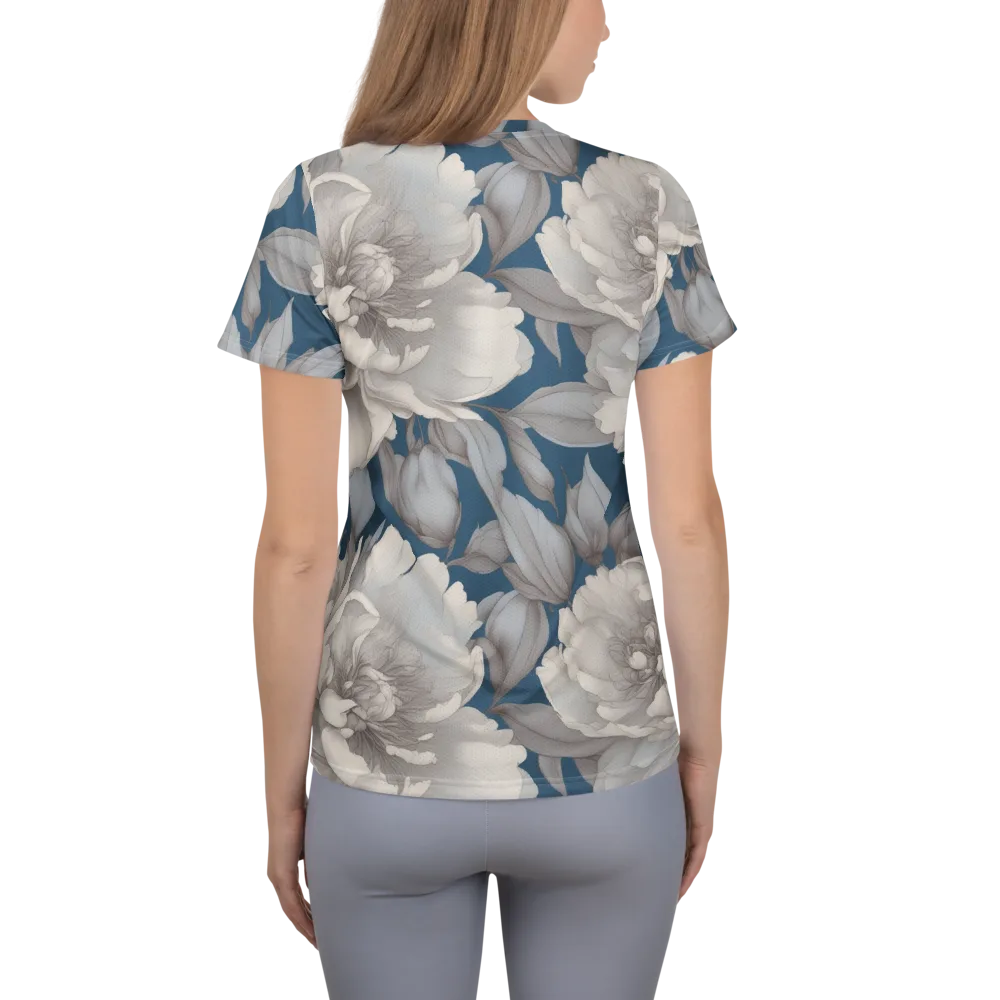 Silver Petal Tide on Women's Athletic T-Shirt — Back