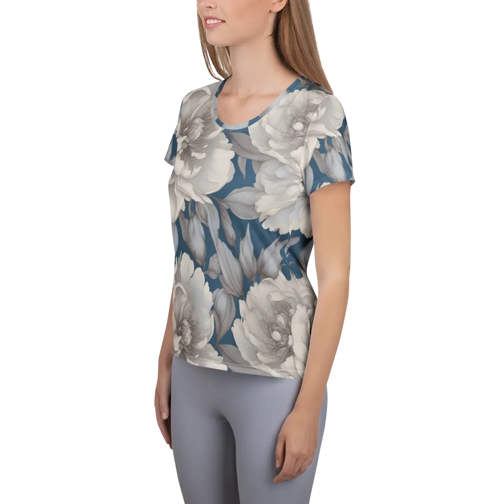 Silver Petal Tide on Women's Athletic T-Shirt — Left