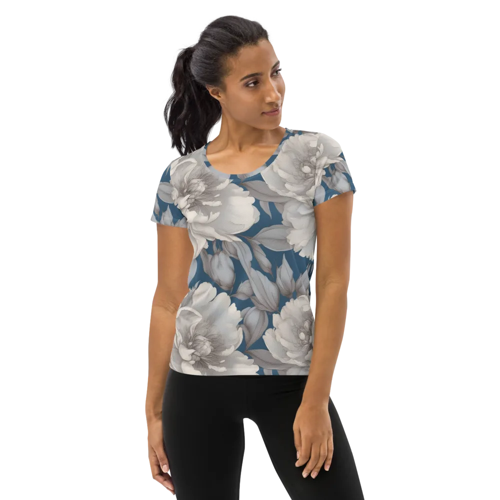 Silver Petal Tide on Women's Athletic T-Shirt — Front