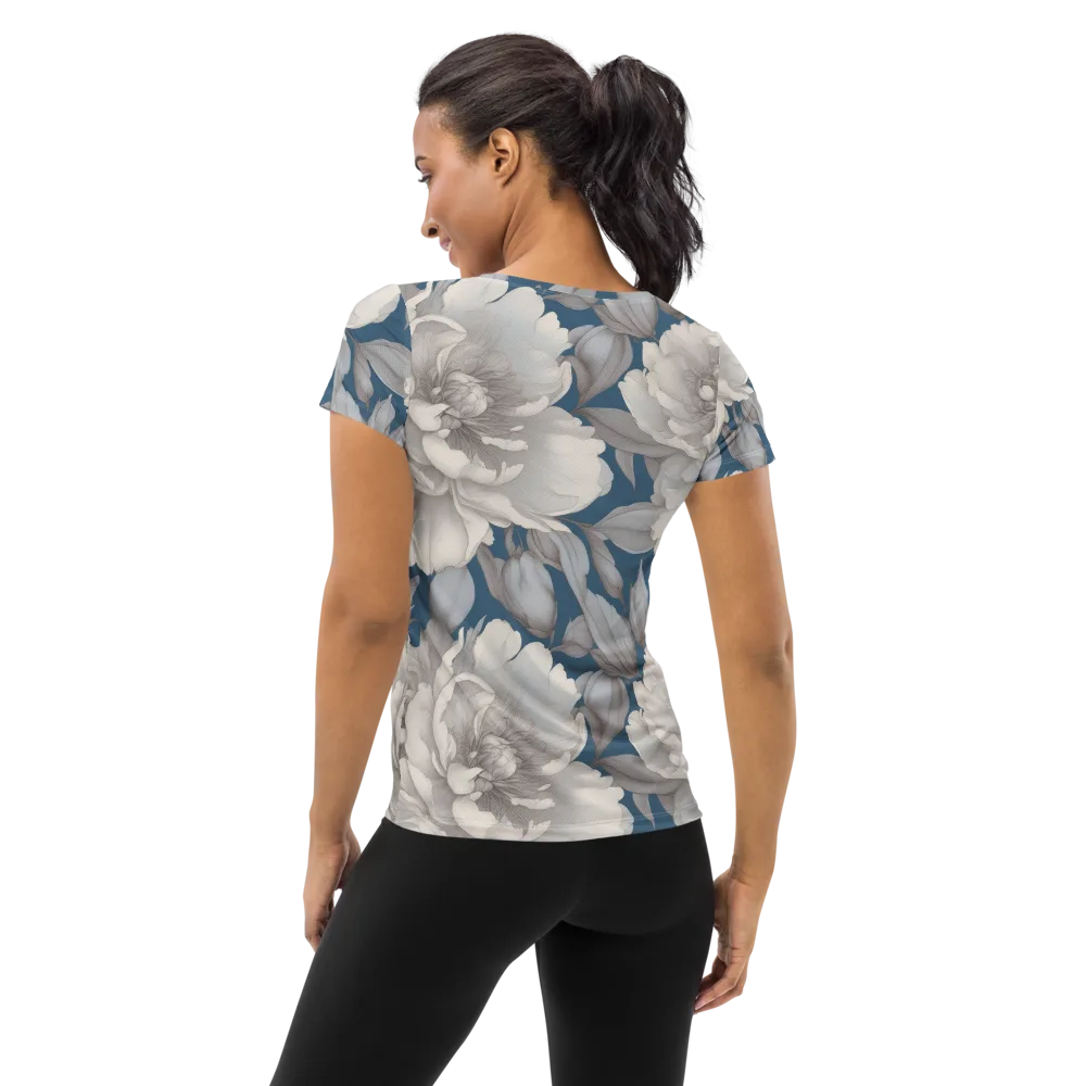 Silver Petal Tide on Women's Athletic T-Shirt — Back